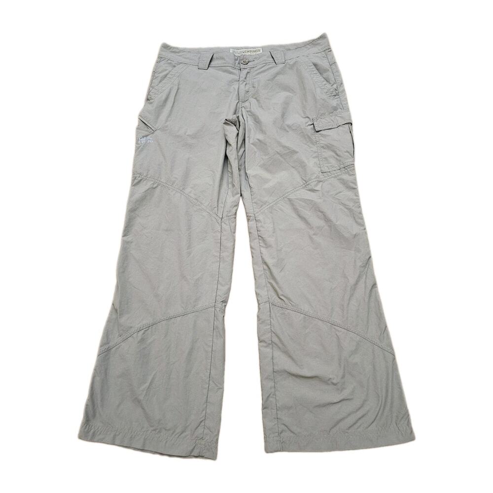 Cabelas Pants Mens 14 Beige Nylon Guide Wear Flat Front Belted Straight Leg